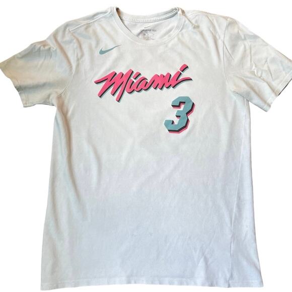 Nike NBA Men’s MD Miami Heat Dwayne Wade 3 Miami Vice Graphic T-shirt - Picture 1 of 4